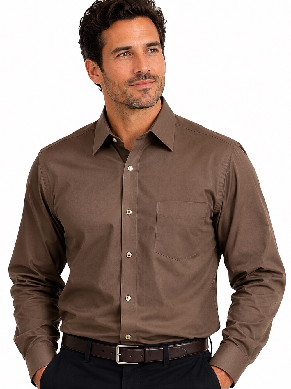 Eddie Bauer Classic Fit Men’s XL Brown Button Up Dress Shirt Wrinkle Resistant